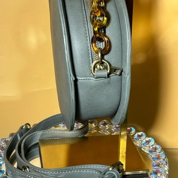 Anthropologie Gray Chained Circle Crossbody Bag - Picture 2 of 13